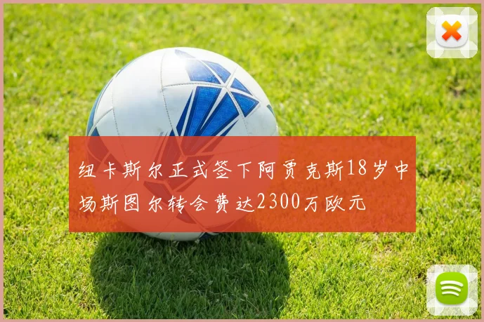 纽卡斯尔正式签下阿贾克斯18岁中场斯图尔转会费达2300万欧元